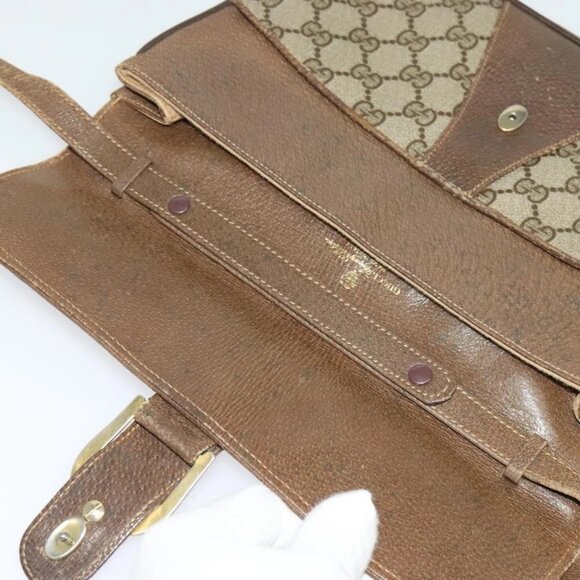 GUCCI GG Supreme Shoulder Bag PVC Beige Gold Auth - Picture 11 of 16